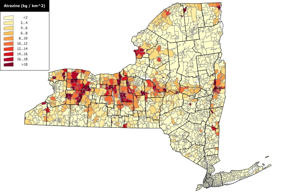 Map of atrazine use and sales intensity