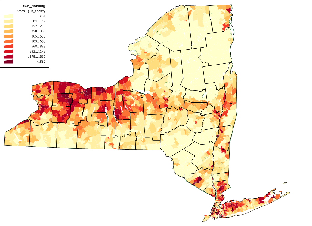 Map of pesticide use and sales intensity weighted by groundwater ubiquity score