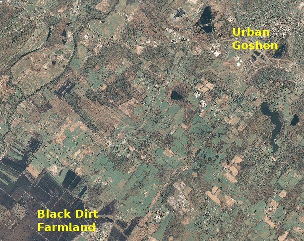 Aerial view of Goshen and black dirt area